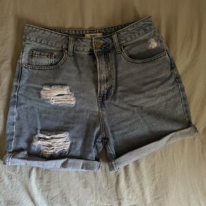 Forever 21 Light Blue Ripped Jean Shorts